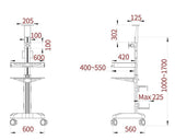 Single Monitor Medical Cart With Lockable Wheels and Camera Shelf For Telemedicine, White (HSC08)