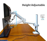 Single Monitor Desk Mount, Fits 19 to 32 Inch VESA Compatible Computer Screen Adjustable Gas Spring Monitor Arm with C Clamp Base, White (LMSPMS-W)